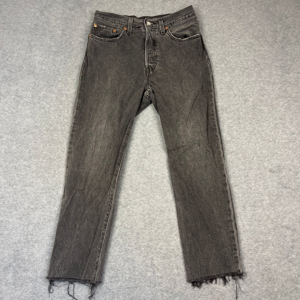 Levi's Jeans Women 26 Gray 501 Original Fit Straight Leg Raw Hem Denim